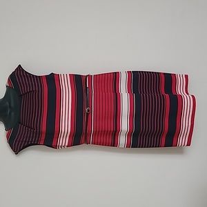 Enfocus Studio Dress Navy Blue/Red Stripes Size 14
